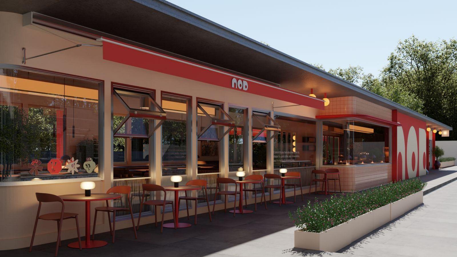 NOD terrace with red awning